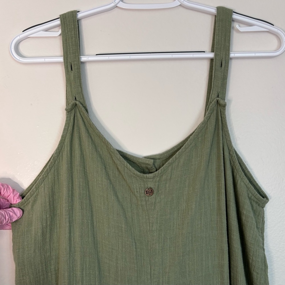 Billabong Stargazer 100% Cotton Jumpsuit, sage green, cropped leg, gauzy, XL - Picture 5 of 12